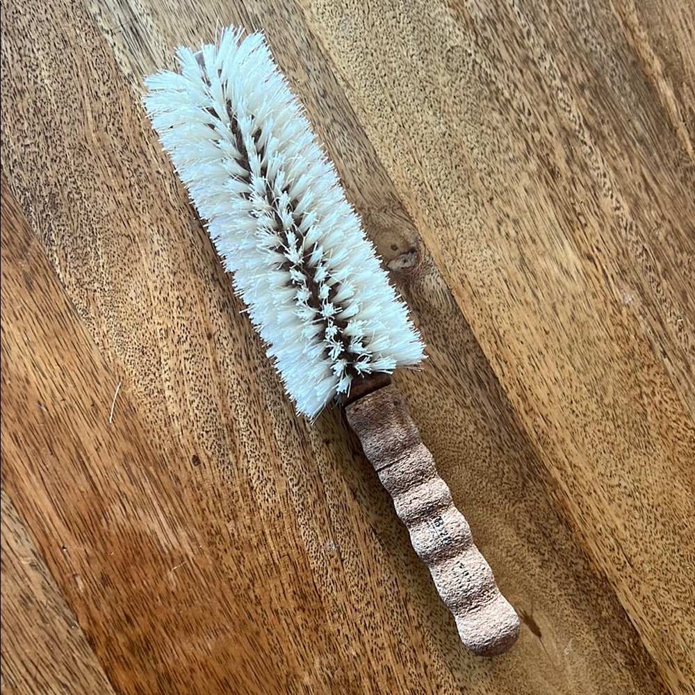 White Boar Bristle Round Styling Brush with Brown Handle